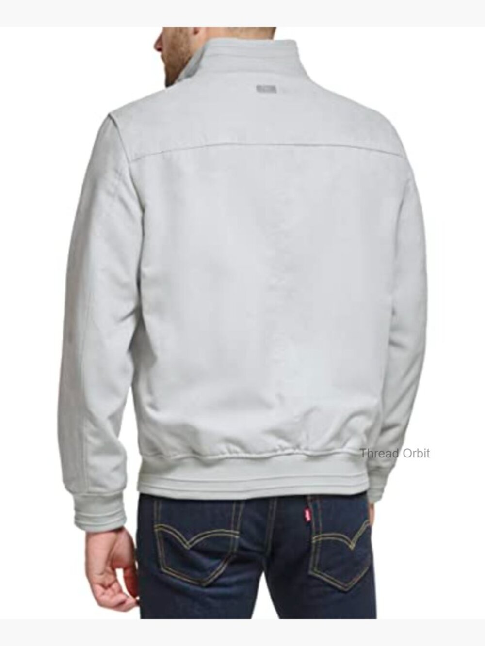 Modern Knit Collar Bomber Jacket Faux Suede Lightweight - Picture 3 of 6